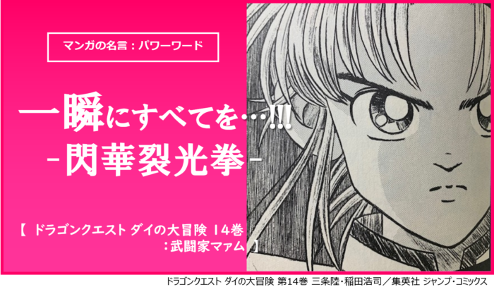 一瞬にすべてを 閃華裂光拳 ダイの大冒険 の名言で仕事の極意を学べ カナデブログ 奏でるマンガの名言